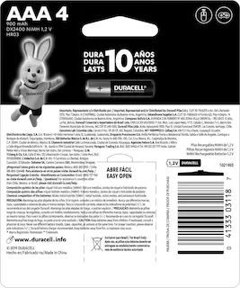 pilha aaa duracell rechx4